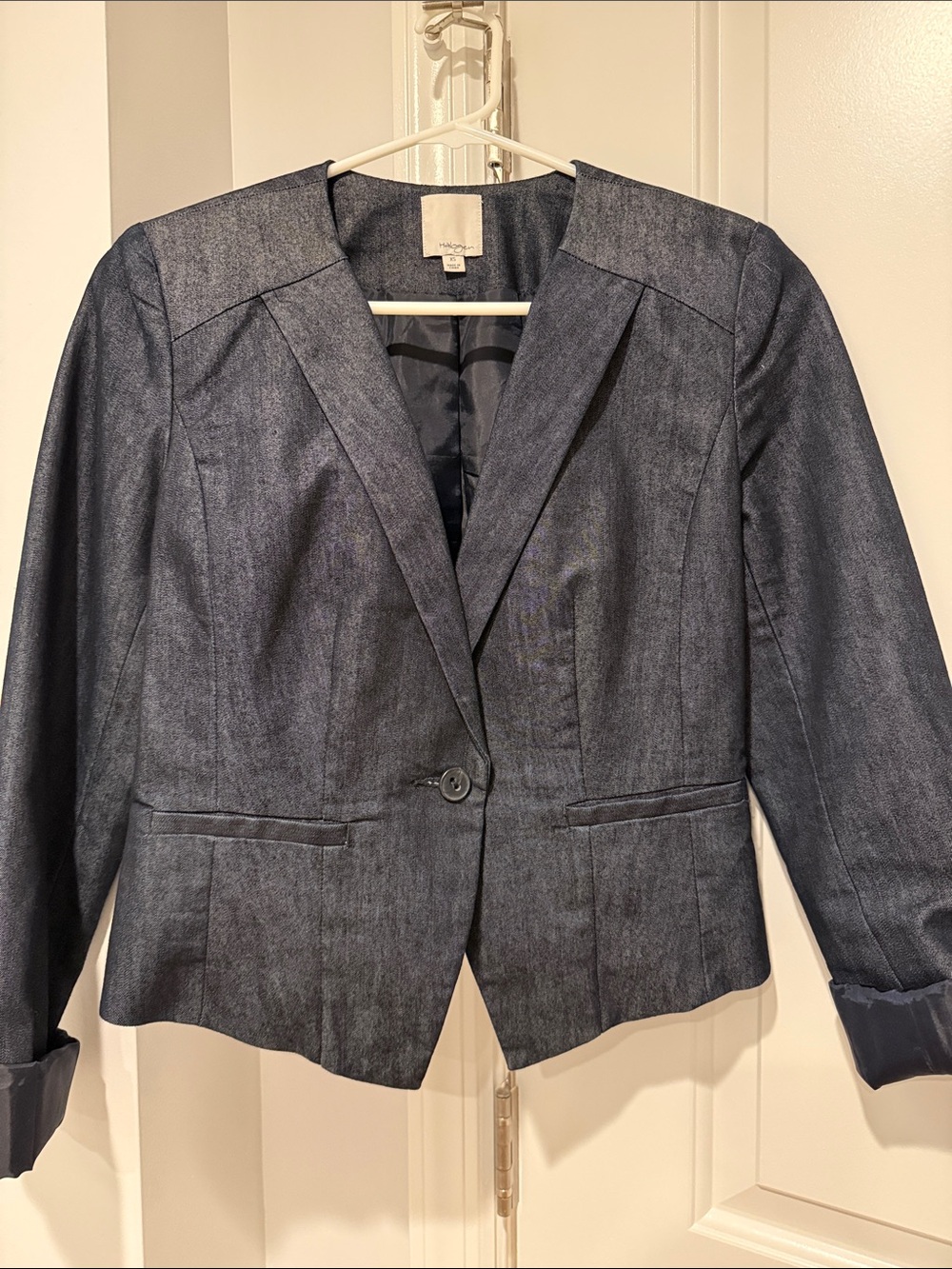 Halogen Dark Denim Blue Single-Button Blazer